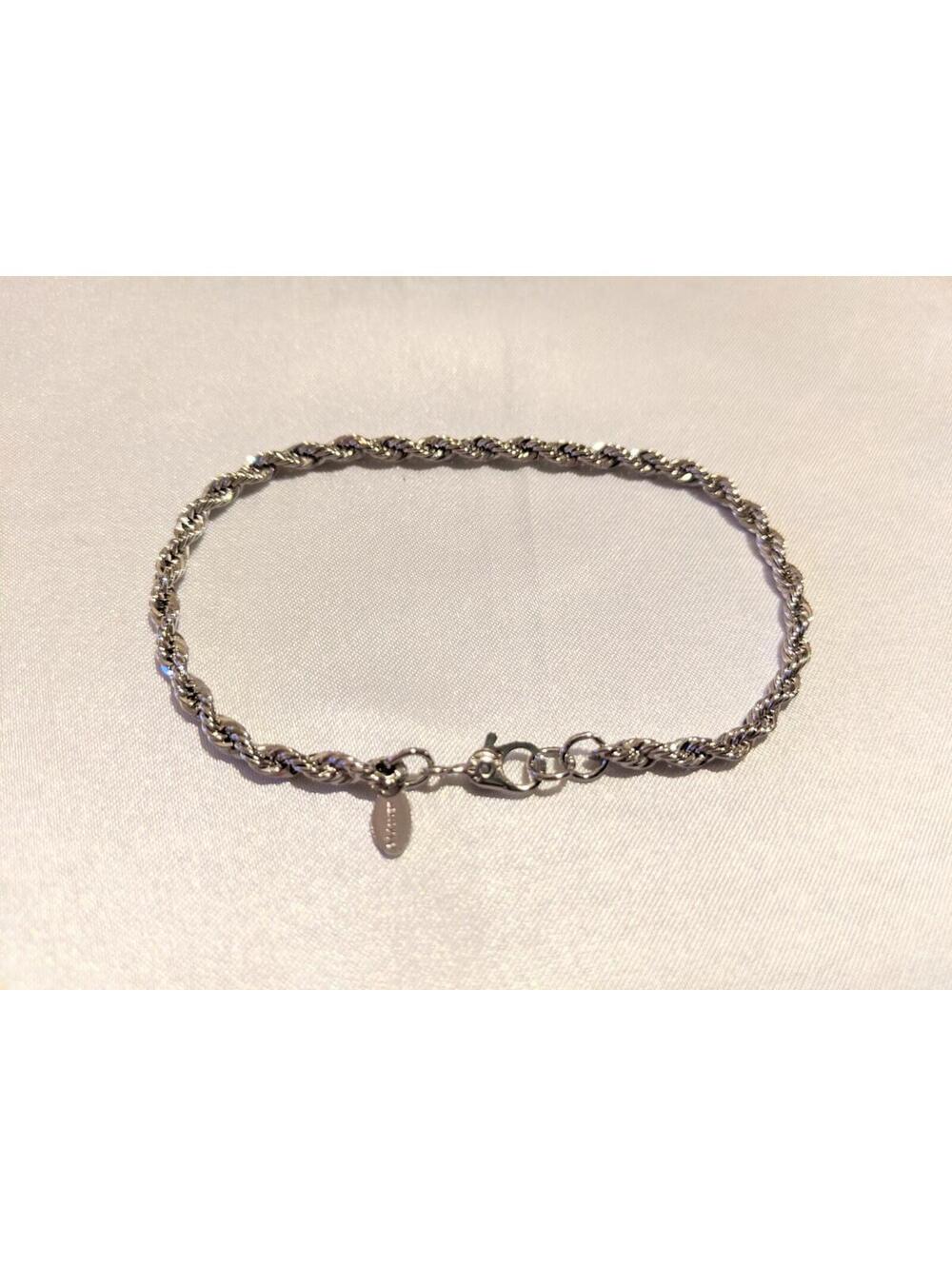Vintage Monet Twisted Silver Tone Rope Chain Bracelet 7” Signed Tag EUC